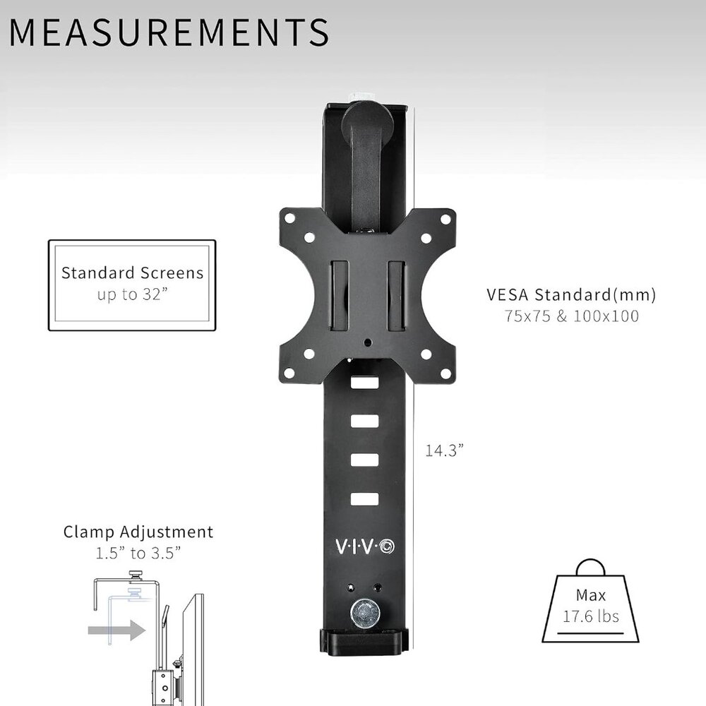 VIVO Single Monitor Cubicle mount home office computer screen holder MOUNT-CUB1
